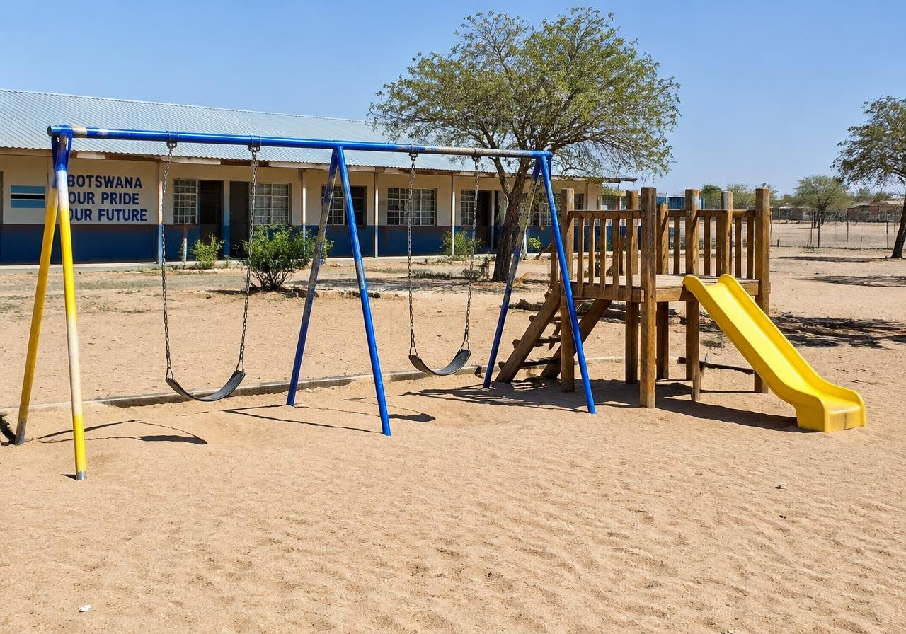 Molepolole Community Play Yard playground installation in Molepolole, Botswana