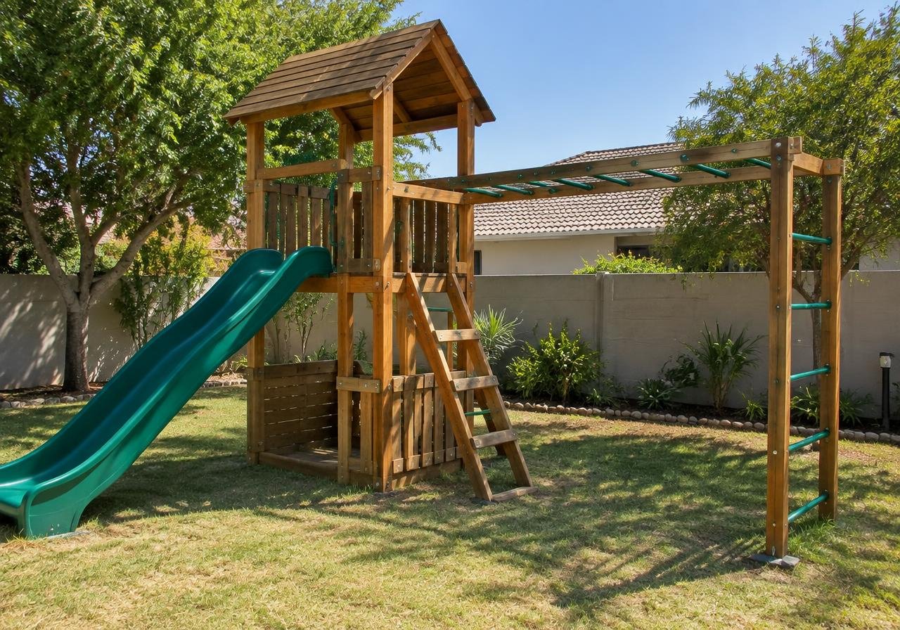 Phakalane Backyard Adventure playground installation in Gaborone, Phakalane